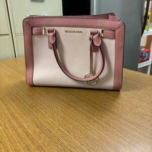 Michael Kors Blush Pink & Rose Colorblock Saffiano Leather Satchel Tote